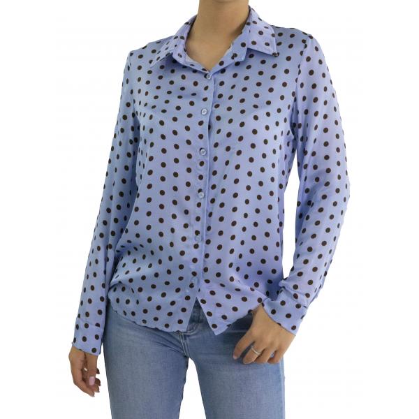 Camicia morbida in viscosa a pois 